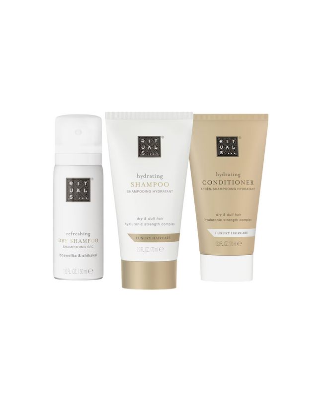 Set Rituals: Luxury Hair Care, Hair Shampoo, Hydrating, 70 ml + Luxury Hair Care, Hair Conditioner, Hydrating, 70 ml + Rituals, Hair Dry Shampoo, Refreshing, 50 ml - Feel You