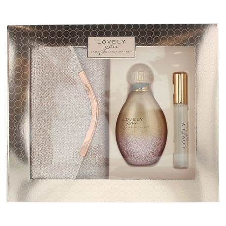 Set Sarah Jessica Parker: Lovely You, Eau De Parfum, For Women, 100 ml + Lovely You, Eau De Parfum, For Women, 10 ml + Lovely You, Textile Handbag, Badge Holder, Rose - Feel You