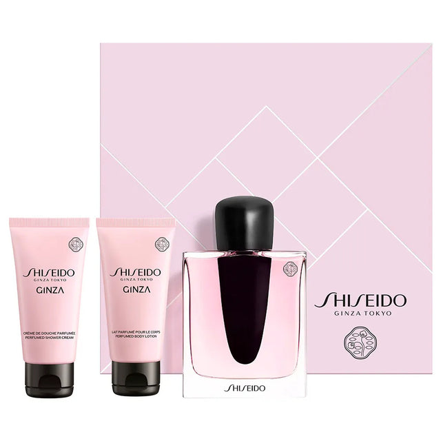 Set Shiseido: Ginza, Eau De Parfum, For Women, 50 ml + Ginza, Moisturizing, Body Lotion, 50 ml + Ginza, Cleansing, Shower Gel, For All Skin Types, 50 ml - Feel You