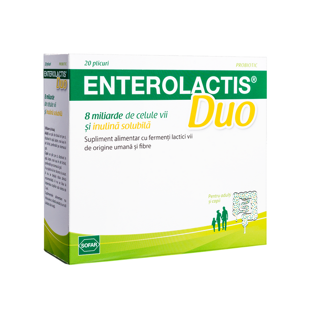 Set, Sofar, Enterolactis Duo, Lactobacillus Paracasei, Rebalances The Intestinal Flora, Vitamins, 20 pcs, 5 g - Feel You