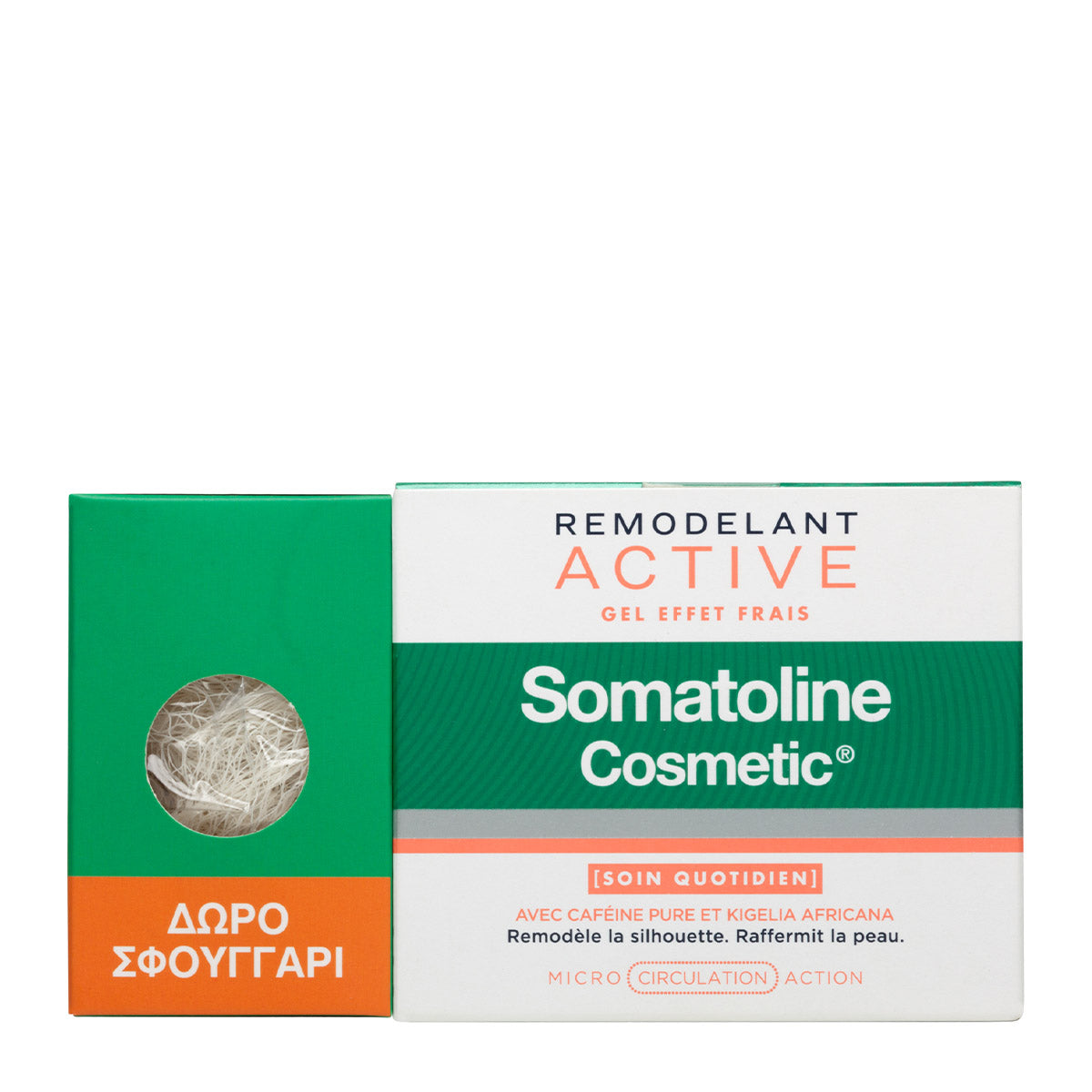 Set Somatoline Cosmetic: Active Fresh Effect, Sculpting, Local Treatment Gel, 250 ml + Somatoline, Cleanse and Scrub, Body Sponge - Feel You