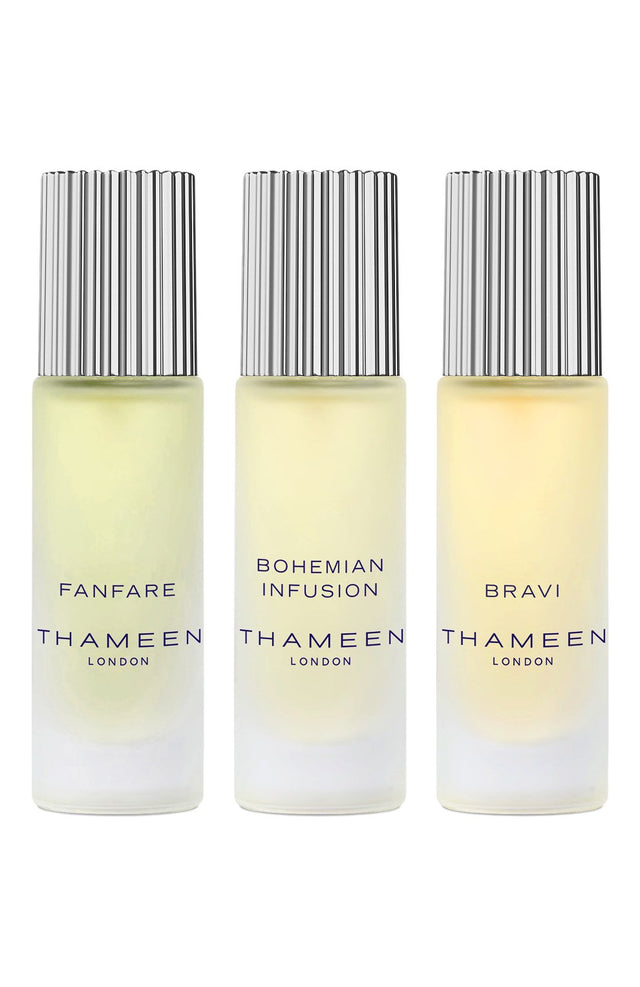 Set Thameen London: Fanfare, Eau De Cologne, Unisex, 10 ml + Bohemian Infusion, Eau De Cologne, Unisex, 10 ml + Bravi, Extrait De Parfum, Unisex, 10 ml - Feel You