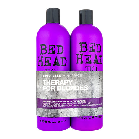 Set Tigi: Bed Head Dumb Blonde, Hair Shampoo, 750 ml + Bed Head Dumb Blonde, Keratin, Hair Conditioner, Repairs, 750 ml - Feel You