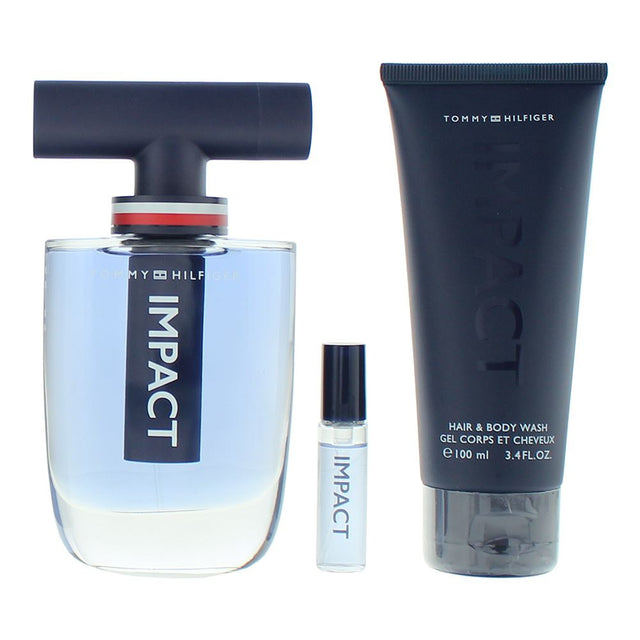 Set Tommy Hilfiger: Impact, Eau De Toilette, For Men, 100 ml + Impact, Eau De Toilette, For Men, 4 ml + Impact, Shower Gel, Body, 100 ml - Feel You