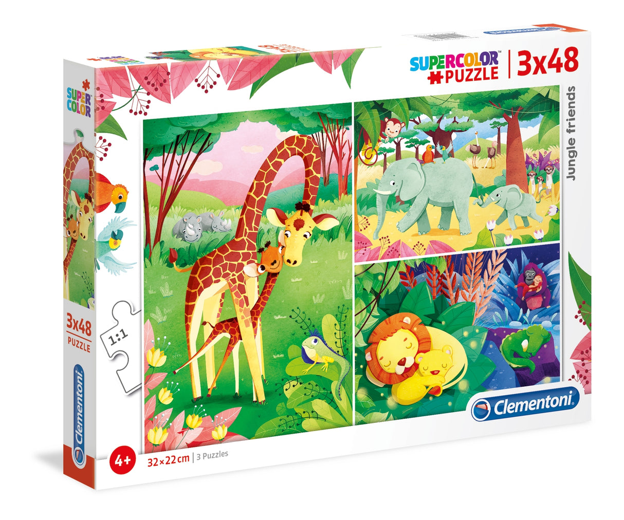 Set Trio, Clementoni, Jungle Friends, Puzzle, Unisex, 4+ years, 3x48 pcs - Feel You