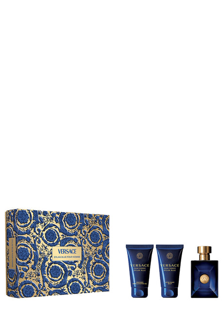 Set Versace: Dylan Blue, Eau De Toilette, For Men, 50 ml + Dylan Blue, Calming, After-Shave Balm, 50 ml + Dylan Blue, Shower Gel, For All Skin Types, 50 ml - Feel You