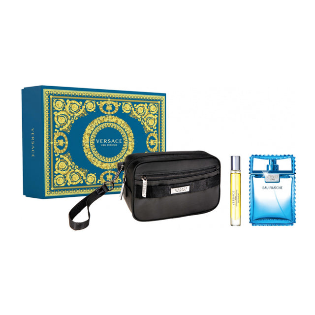 Set Versace: Eau Fraiche, Eau De Toilette, For Men, 100 ml + Eau Fraiche, Eau De Toilette, For Men, 10 ml + Versace, GWP Textile Pouch, Black - Feel You