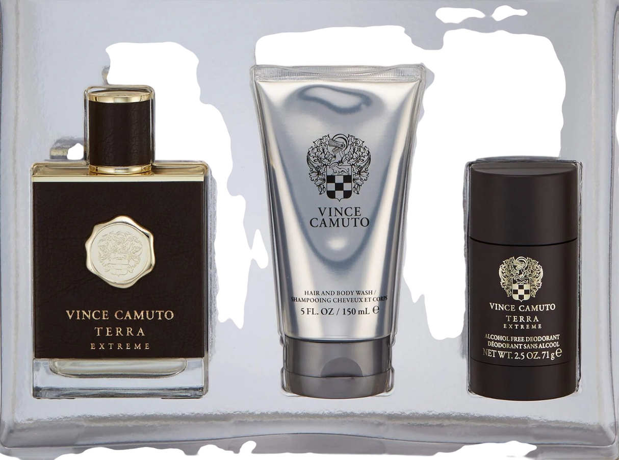 Set Vince Camuto: Terra Extreme, Eau De Toilette, For Men, 100 ml + Terra Extreme, Anti-Perspirant, Deodorant Stick, For Men, 71 g + Terra Extreme, Shower Gel & Shampoo 2-In-1, 150 ml - Feel You