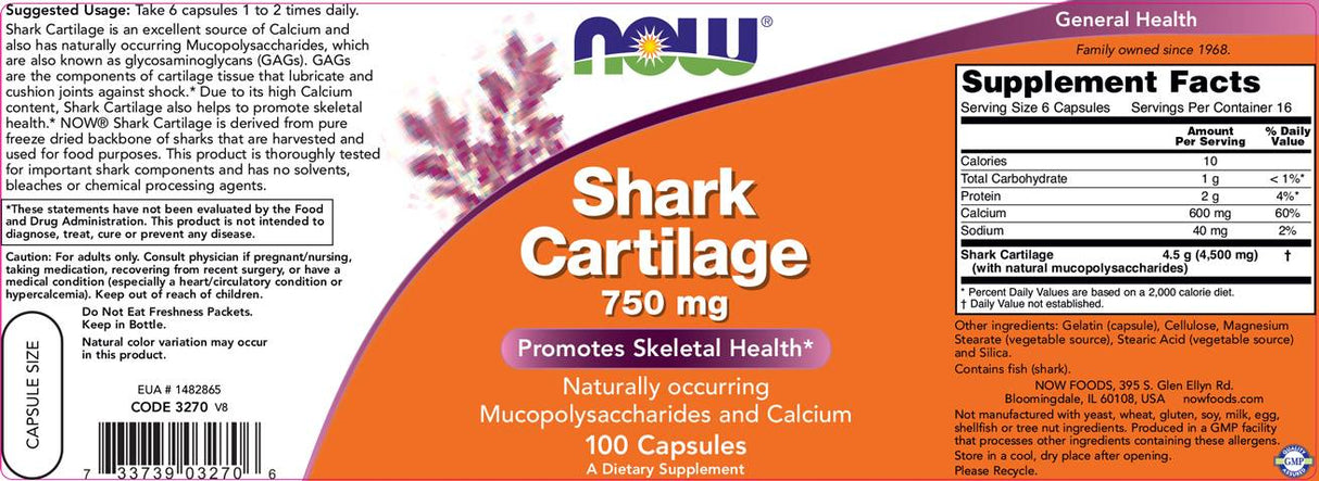 Shark Cartilage 750 mg - 100 капсули - Feel You