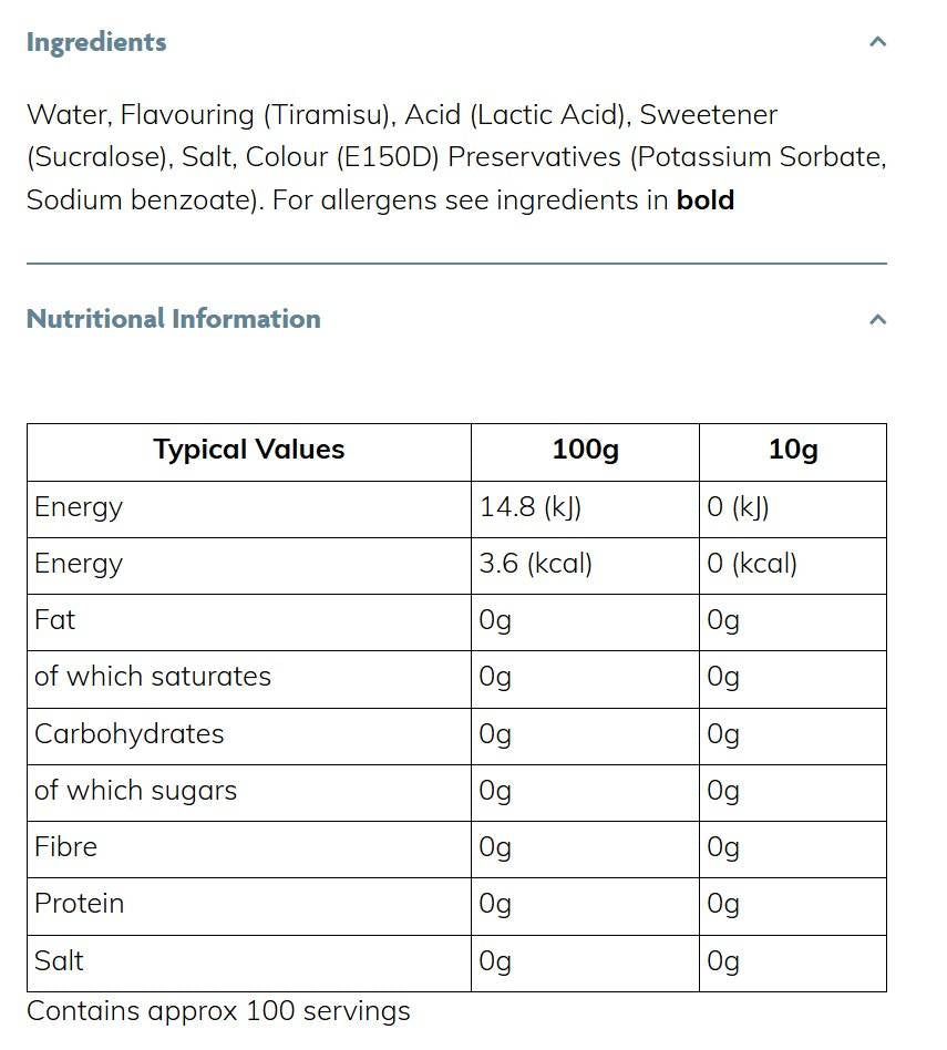 Skinny Barista Zero Calorie Coffee Syrup | Tiramisu - 1000 мл - Feel You