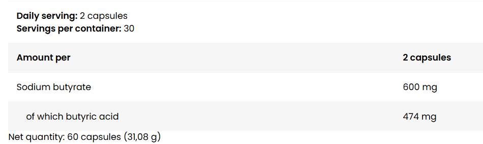 Sodium Butyrate 300 mg - 60 капсули - Feel You