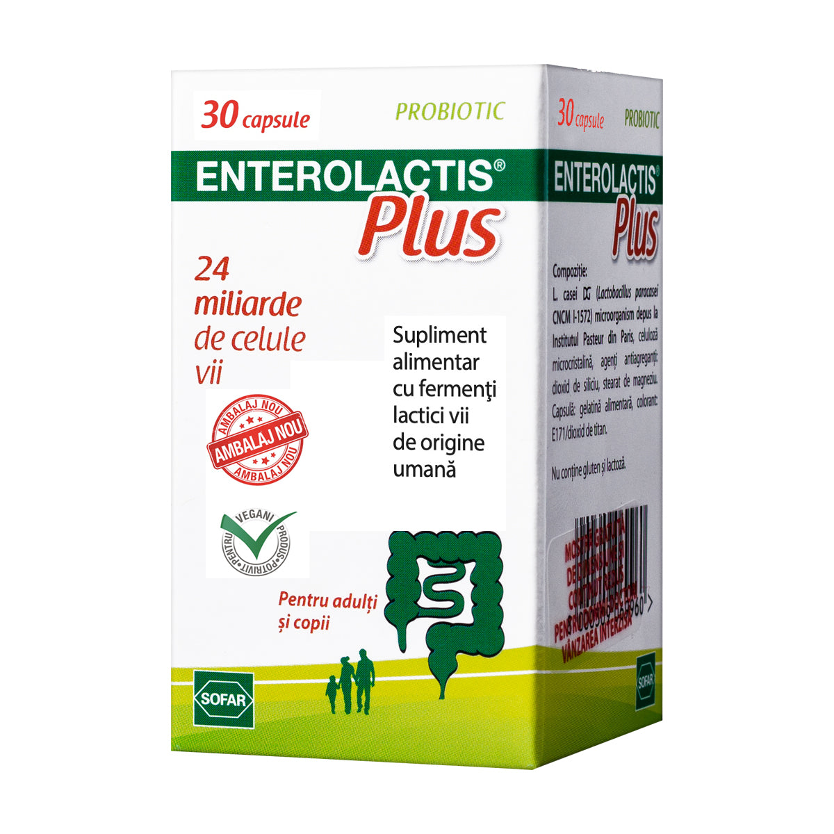Sofar, Enterolactis Plus, Lactobacillus Paracasei, Supports The Intestinal Flora, Capsules, 30 capsules - Feel You