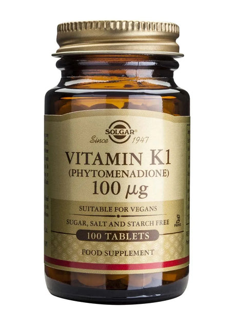 Solgar Vitamin Κ1 Витамин К1 за добро кръвосъсирване 100 мг х100 таблетки - Feel You