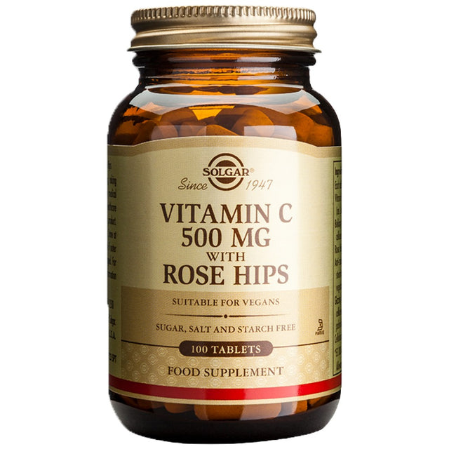 Solgar Vitamin C 500 mg with Rose Hips - 100 Таблетки - Feel You