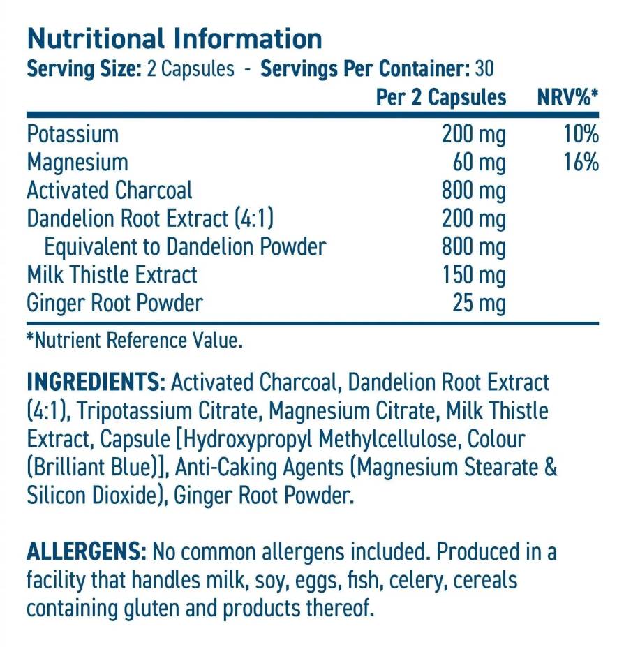 Solutions Detox & Debloat | with Activated Charcoal & Milk Thistle - 60 капсули - Feel You