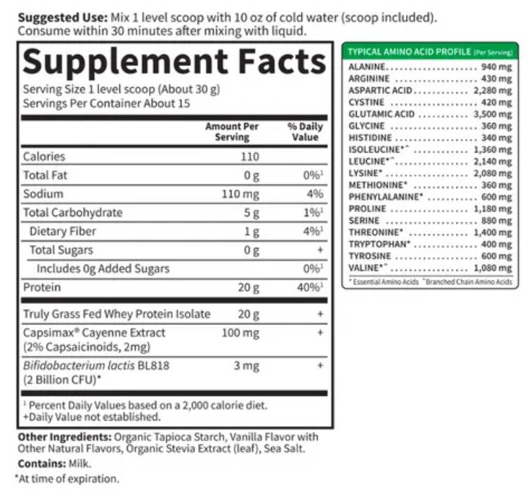 Sport Grass Fed Whey+ Weight Management | with Capsimax® & Bifidobacterium lactis - 455 грама - Feel You