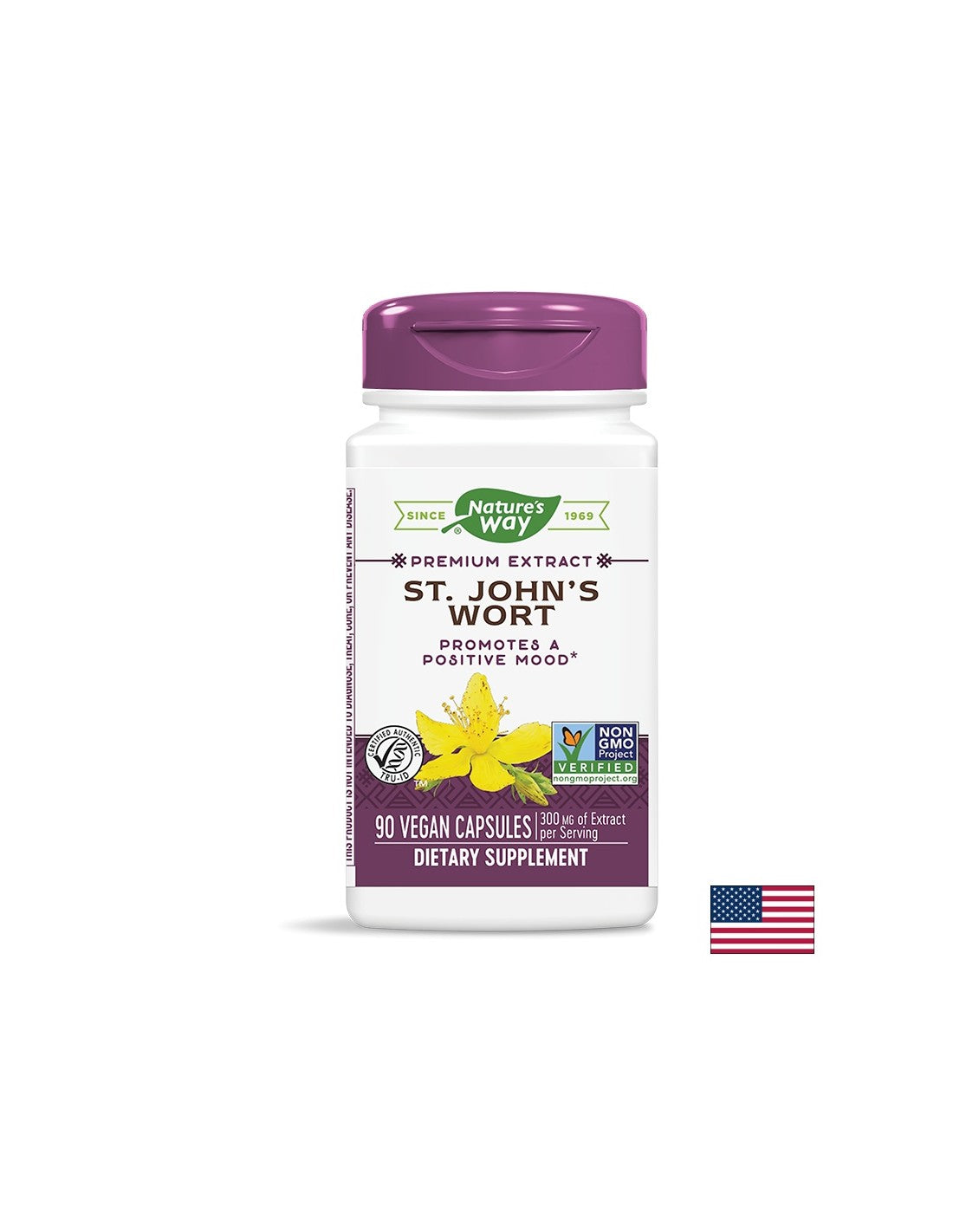 Подобрява настроението - Жълт кантарион премиум екстракт - St. John`s Wort 420 mg, 90 капсули Nature’s Way - Feel You