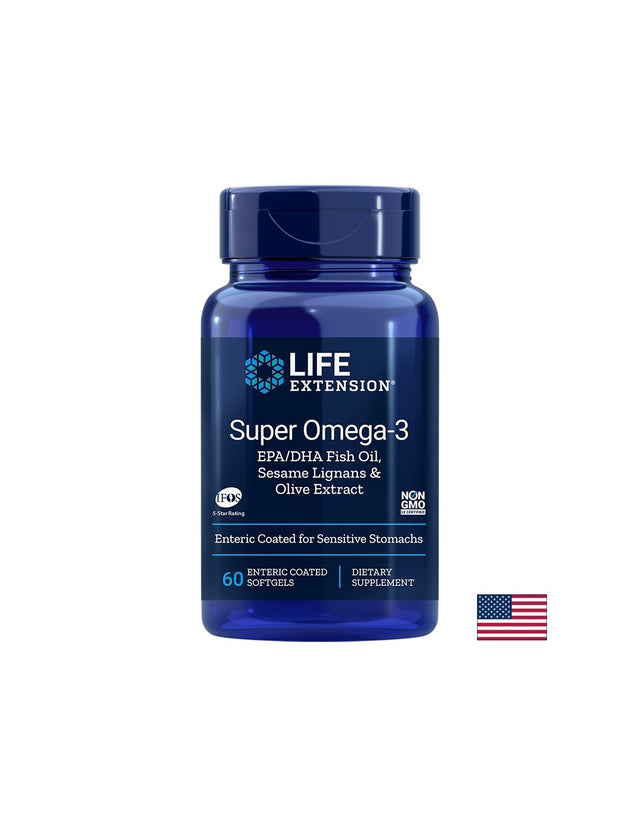 Super Omega-3 / Омега-3 от риба с добавени Лигнан от сусам и Маслина х 60 стомашно-устойчиви софтгел капсули - Feel You