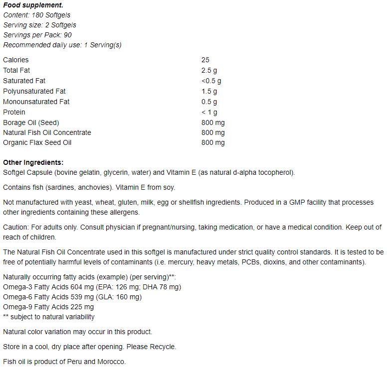 Super Omega 3-6-9 1200 mg - 180 Гел капсули - Feel You