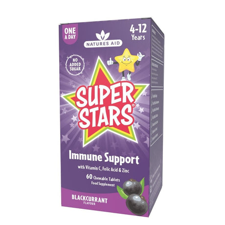 Super Stars Immune Support /Имунна формула за деца 60 дъвчащи таблетки, Natures Aid - Feel You