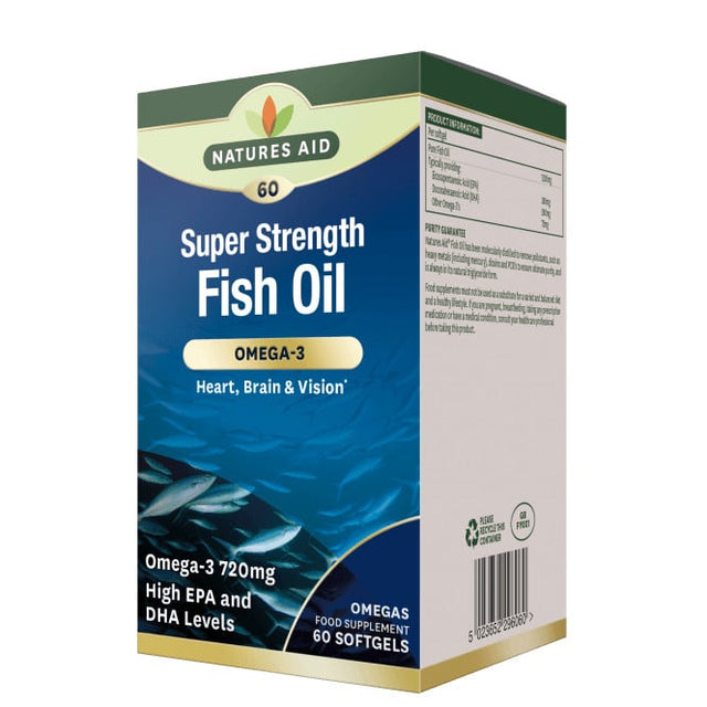 Концентрирано рибено масло (Super Strength Fish Oil) 1200мг 60 меки капсули NaturesAid - Feel You