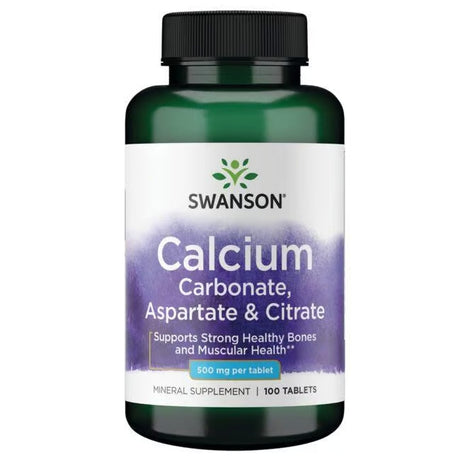 Swanson Calcium Carbonate Aspartate and Citrate Tablets 500 Mg Each 100 Count Supports Bone Health - Feel You