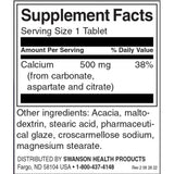 Swanson Calcium Carbonate Aspartate and Citrate Tablets 500 Mg Each 100 Count Supports Bone Health - Feel You