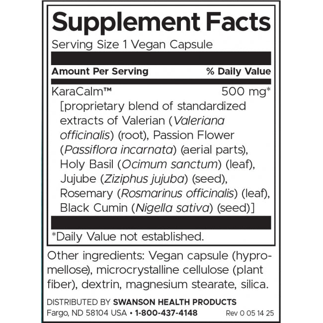 Swanson Deep Rest and Stress Relief with KaraCalm 60 Vegan Capsules for Everyday Cortisol Balance - Feel You