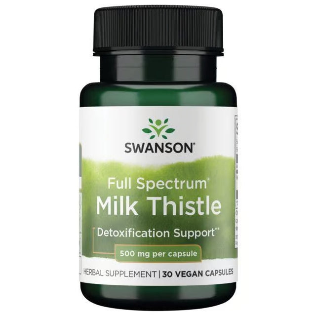 Swanson Full Spectrum Milk Thistle 500 mg Per Capsule Vegan Capsules 30 Count Detoxification Support - Feel You