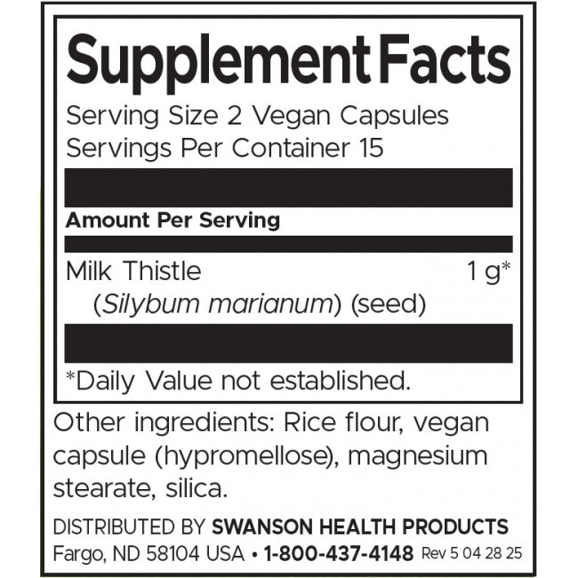 Swanson Full Spectrum Milk Thistle 500 mg Per Capsule Vegan Capsules 30 Count Detoxification Support - Feel You