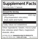 Swanson Full Spectrum Muira Puama 400 Mg Per Capsule Herbal Supplement 90 Capsules - Feel You