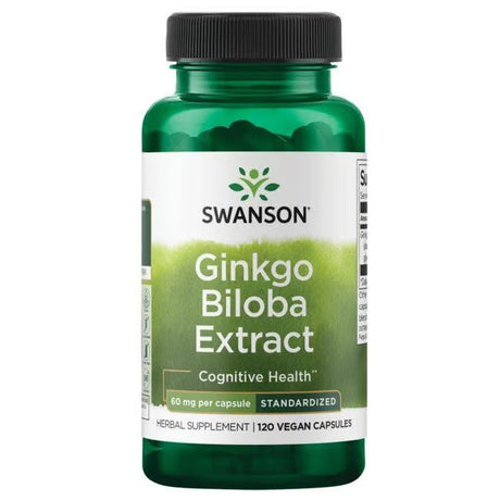 Swanson Ginkgo Biloba Extract 60 Mg Per Capsule Standardized 120 Vegan Capsules Cognitive Health - Feel You