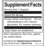 Swanson Ginkgo Biloba Extract 60 Mg Per Capsule Standardized 120 Vegan Capsules Cognitive Health - Feel You