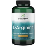 Swanson L-Arginine 500 mg Per Capsule Dietary Supplement 200 Capsules for Energy and Cardiovascular Support - Feel You