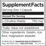 Swanson L-Citrulline Malate 750 mg Per Capsule Dietary Supplement 60 Capsules Supports Cardiovascular Health and Energy - Feel You