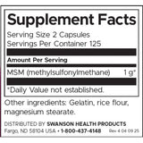 Swanson MSM 500 Mg Per Capsule Joint Health Dietary Supplement 250 Capsules For Joint Support - Feel You