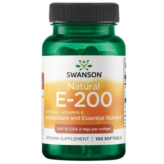 Swanson Natural E200 Vitamin E Softgels 200 IU Antioxidant Support 100 Softgels - Feel You
