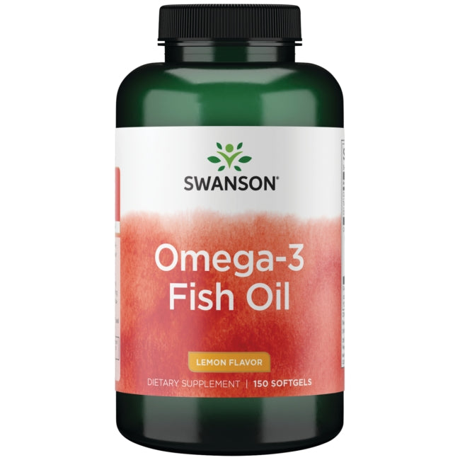 Swanson Omega 3 Fish Oil Lemon Flavor Softgels 150 Count Dietary Supplement Supports Heart Health - Feel You