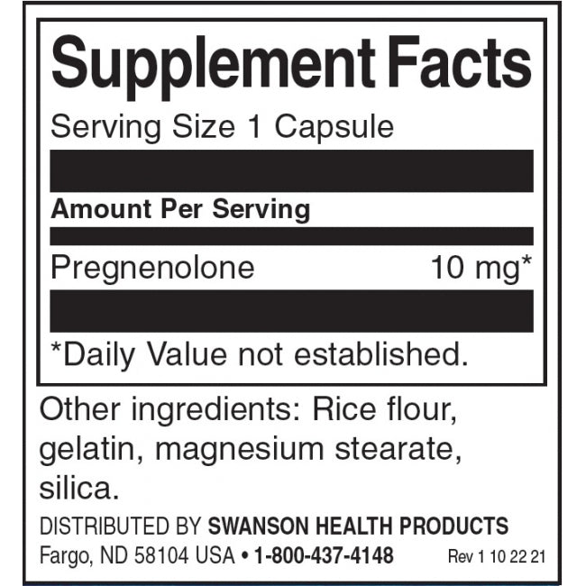 Swanson Pregnenolone 10 Mg Per Capsule Brain And Nervous System Support 90 Capsules - Feel You
