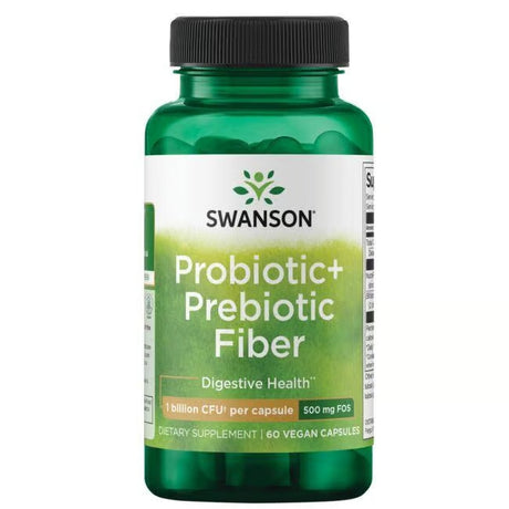 Swanson Probiotic Plus Prebiotic Fiber 60 Vegan Capsules For Digestive Health 1 Billion CFU Per Capsule - Feel You