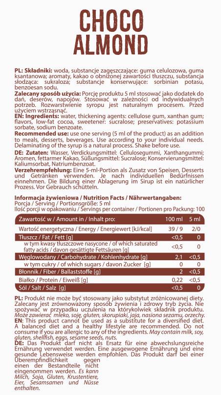 Syrup Zero Calorie | Choco Almond - 500 мл - Feel You