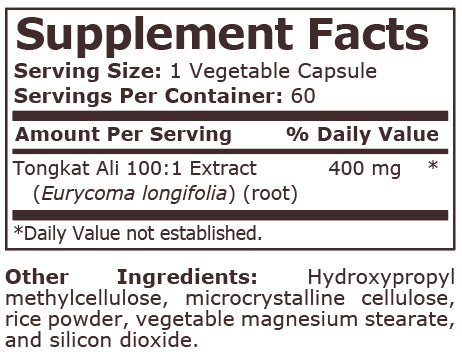 TONGKAT ALI 400 mg - 60 Veg Capsules