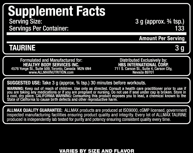 Taurine - 400 грама - Feel You