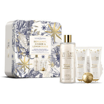 The Luxury Bathing Company - Body Care Gift Set in Tin ( bergamot, ginger & lemongrass ) - Feel You