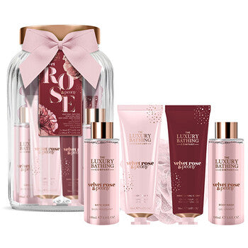 The Luxury Bathing Company - Velvet Rose Gift Set in Glass Jar ( rose & peony ) - Feel You