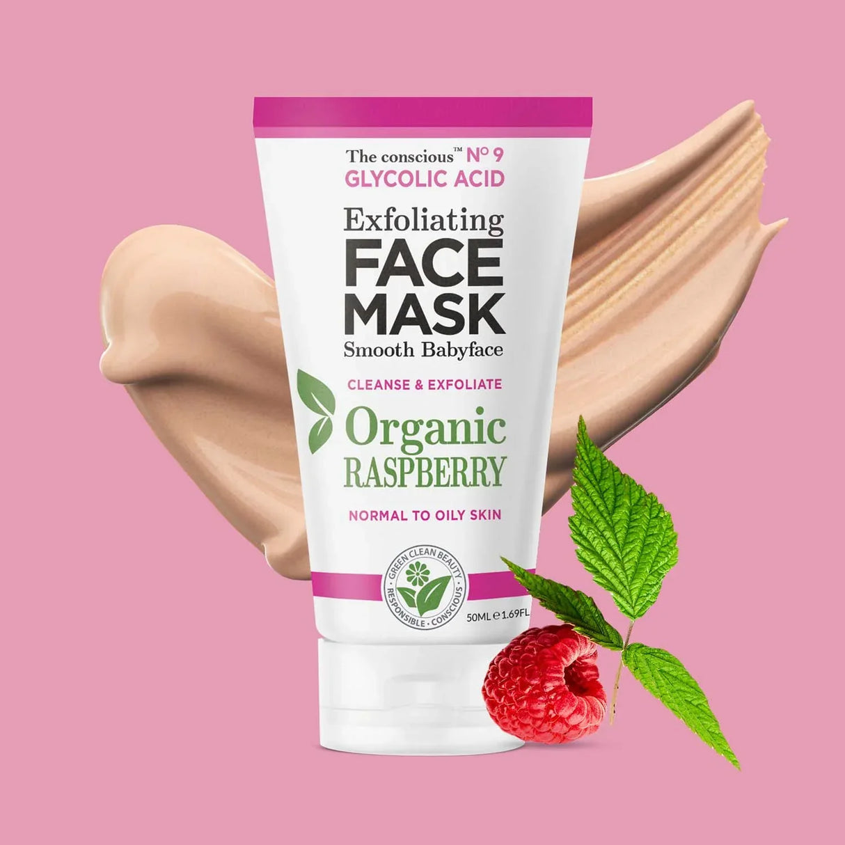 The conscious™ Glycolic Acid Exfoliating Face Mask – Organic Raspberry - 50 мл - Feel You