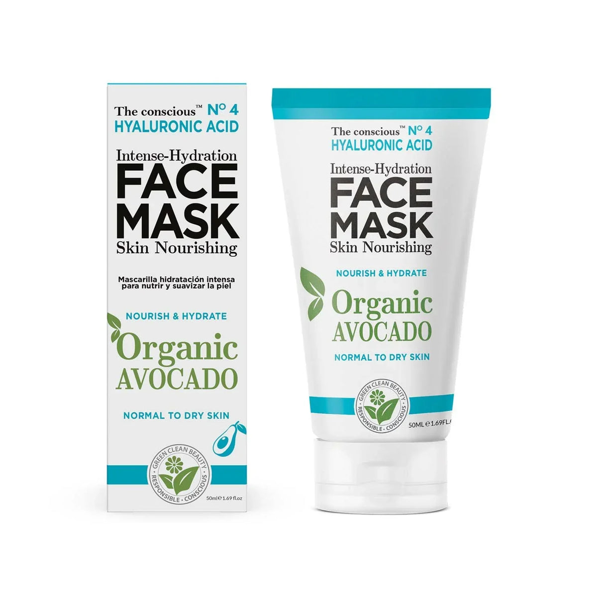 The conscious™ Hyaluronic Acid Intense-Hydration Face Mask – Интензивно хидратираща маска за лице с хиалуронова киселина и био авокадо - 50 мл - Feel You