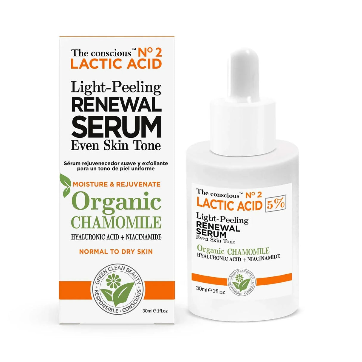 The conscious™ Lactic Acid Light Peeling Renewal Serum – Обновяващ серум с млечна киселина и био лайка - 30 мл - Feel You