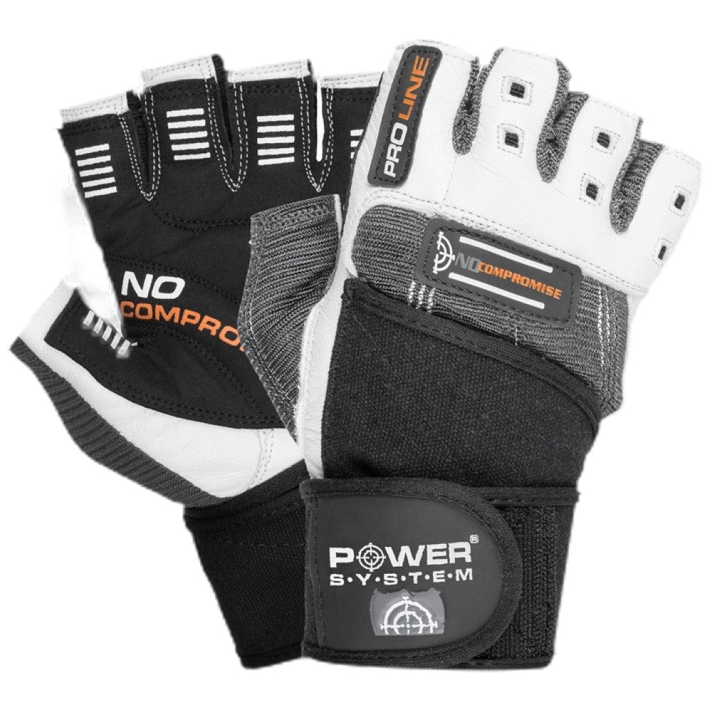 Training Gloves with Wristwraps | No Compromise - White / Grey - Feel You