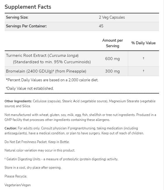 Turmeric & Bromelain - 90 капсули - Feel You